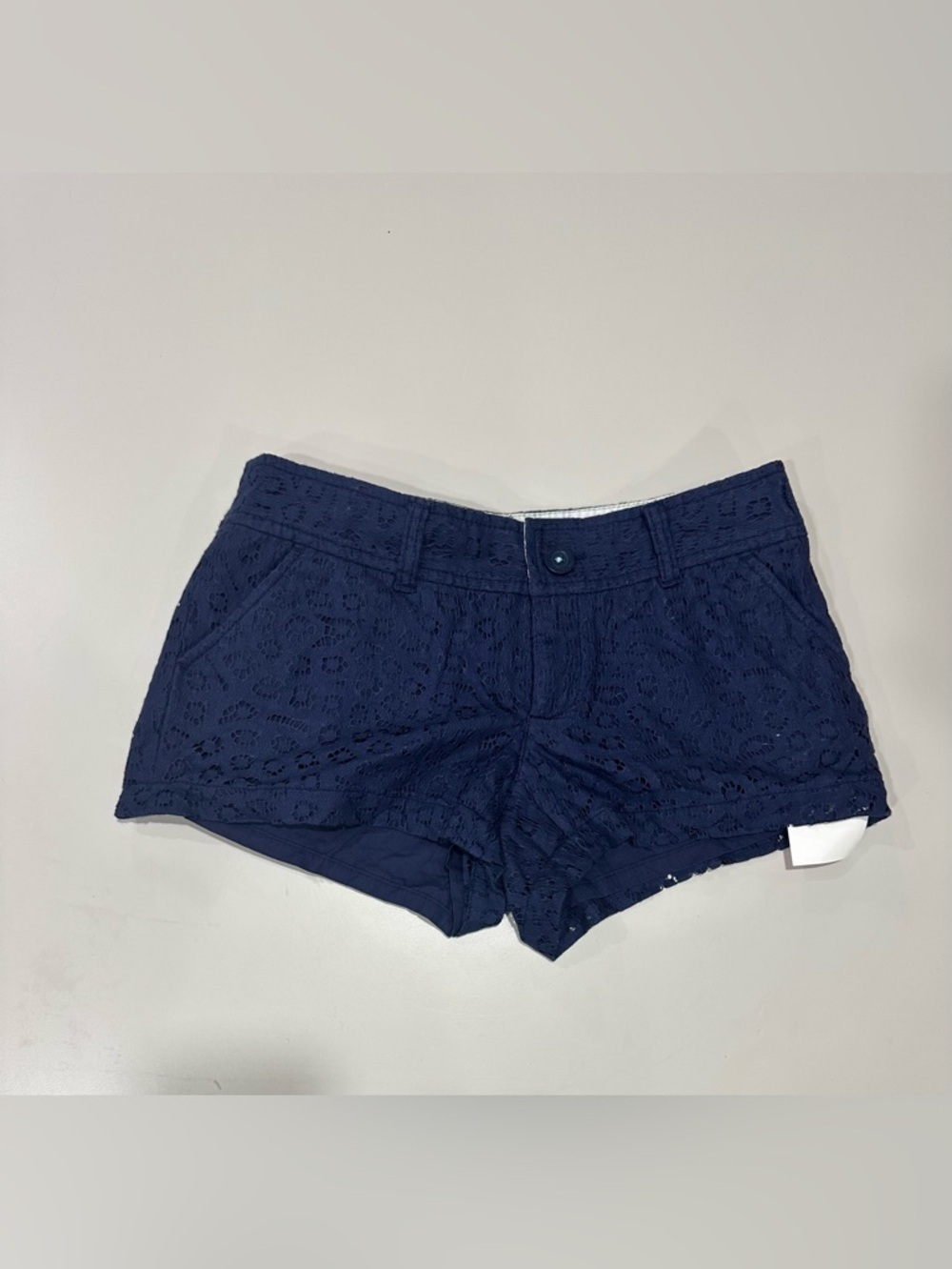 Lilly Pulitzer Navy Lace-Overlay Shorts